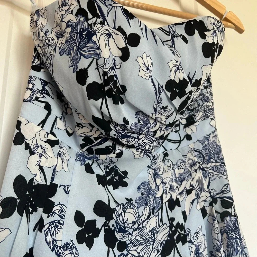 Express Women’s Blue Strapless Floral Dress - 4 - Picture 2 of 8